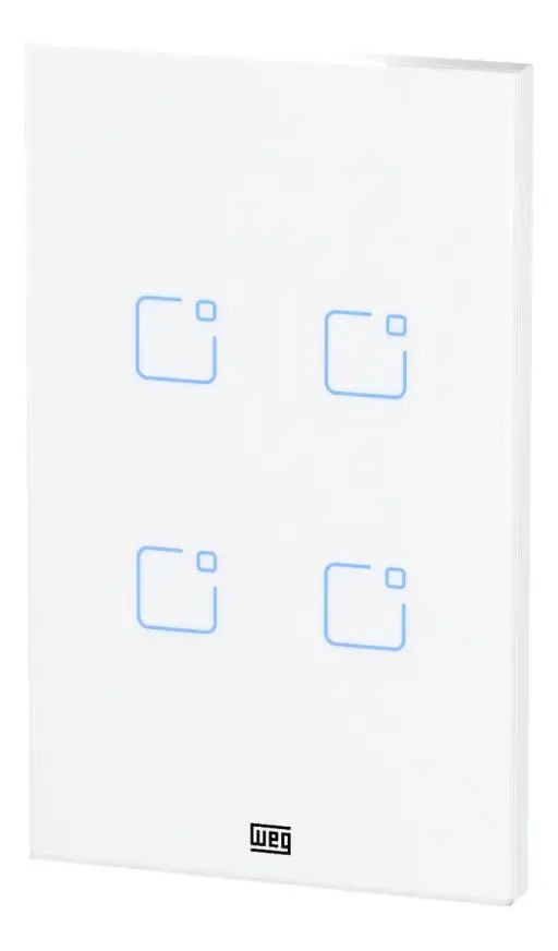 INTERRUPTOR TOUCH 4 BOTOES WI-FI RF 4X2 WHOME BRANCO WEG