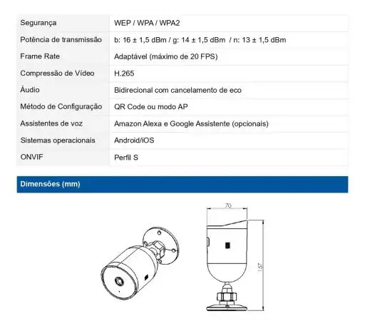 CAMERA DE SEGURANCA EXTERNA WHOME WI-FI 2MP FULL HD B. WEG 