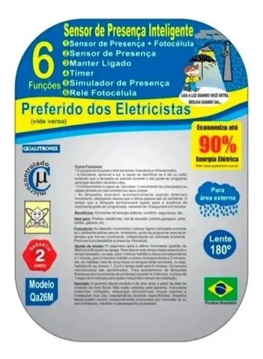 SENSOR DE PRESENÇA SOBREPOR EXTERNO QUALITRONIX QA26M PT