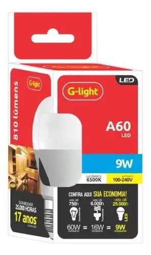 LAMPADA LED BULBO 09W 6500K E27 220V G-LIGHT
