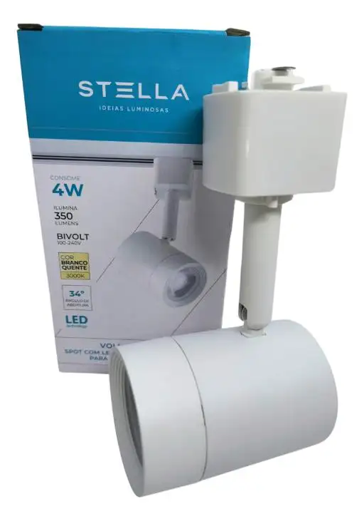 SPOT LED PARA TRILHO VOLL 4W 3000K 350LM STELLA SD1800BR/30