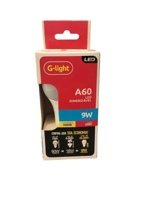 LAMPADA LED BULBO 9W DIMERIZAVEL E27 3000K G-LIGHT