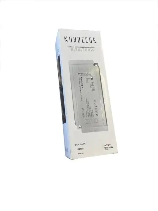 FONTE P/ FITA LED 12V 8,3A 100W P/ MOVEIS NORDECOR 7212
