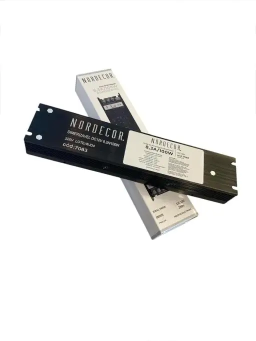 FONTE P/ FITA LED 12V 8,3A 100W DIMERIZAVEL TRIAC NORDECOR