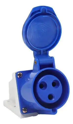 TOMADA INDUSTRIAL PAREDE 2P+T 32A 220V AZUL