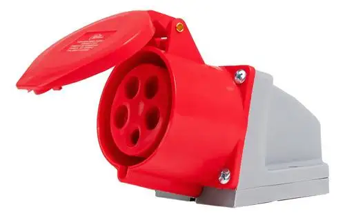 TOMADA INDUSTRIAL PAREDE 3P+N+T 32A 380V 6H VERMELHA