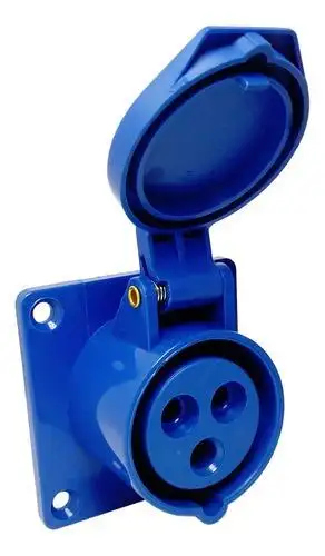 TOMADA INDUSTRIAL PAREDE 2P+T 16A 220V 6H AZUL