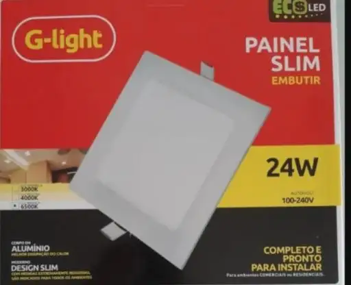 PAINEL SLIM ECOLED QUADRADO EMBUTIR 24W 6500K 120 G-LIGHT