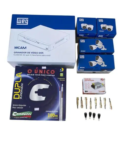 KIT WEG 1 DVR+4 CAMERAS+FONTE+CABO+CONECTORES 