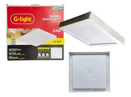 PAINEL SLIM ECOLED QUADRADO SOBREPOR 24W 6500K 120 G-LIGHT