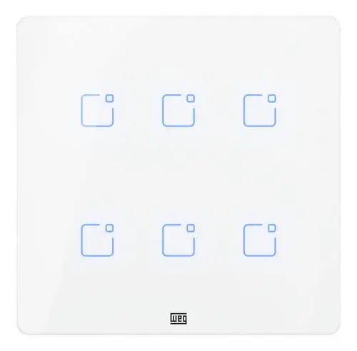 INTERRUPTOR TOUCH 6 BOTOES WI-FI RF 4X4 WHOME BRANCO WEG 166