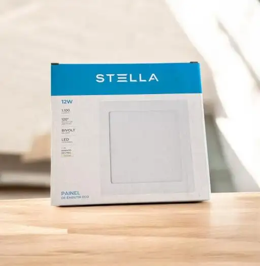 PAINEL LED EMBUTIR ECO 12W 3000K QUADRADO STELLA STH9952Q/30