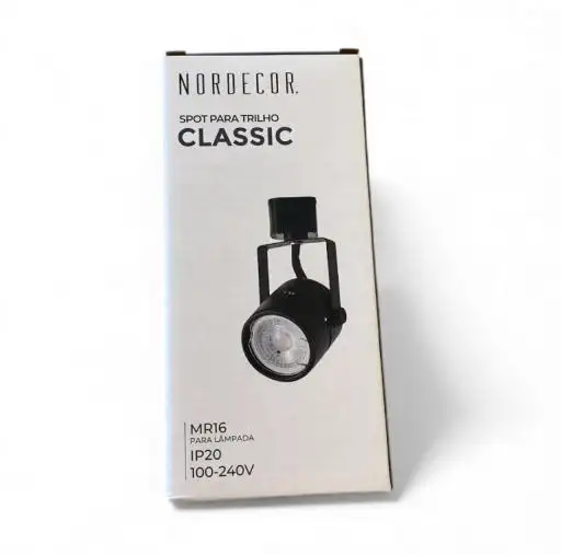 SPOT PARA TRILHO CLASSIC MR16 PRETO NORDECOR 6035